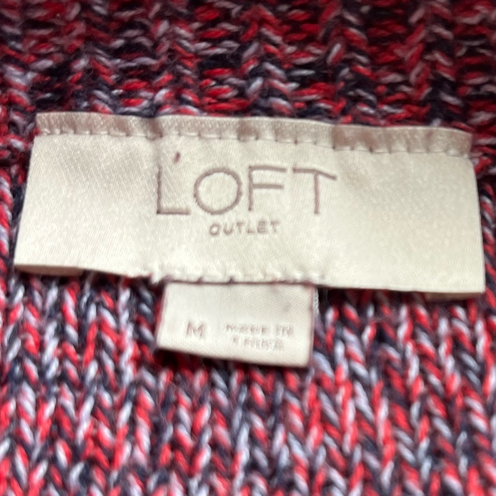 LOFT 100% cotton size, medium Red and Black Knit Top - Picture 2 of 7